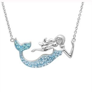 Ocean jewelry Blue mermaid necklace with aqua crystals NWOT